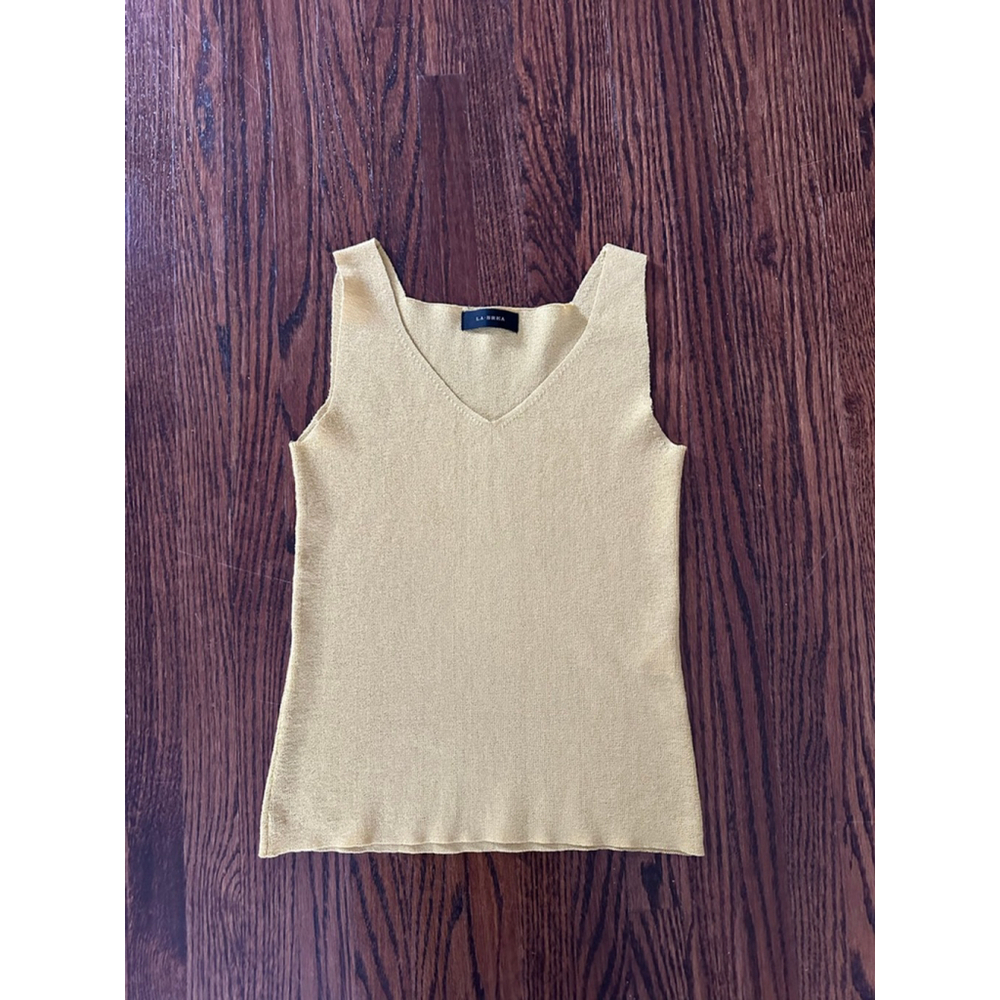 Women's LA-BREA Yellow Knit V-Neck Tank Top S